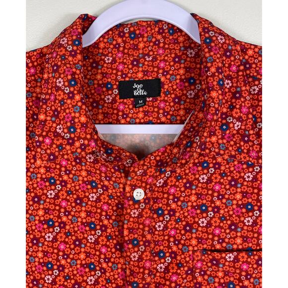 Joe & Bella Magnetic Button-Down Shirt Seth Orange Floral Print Men’s Medium - Picture 6 of 13